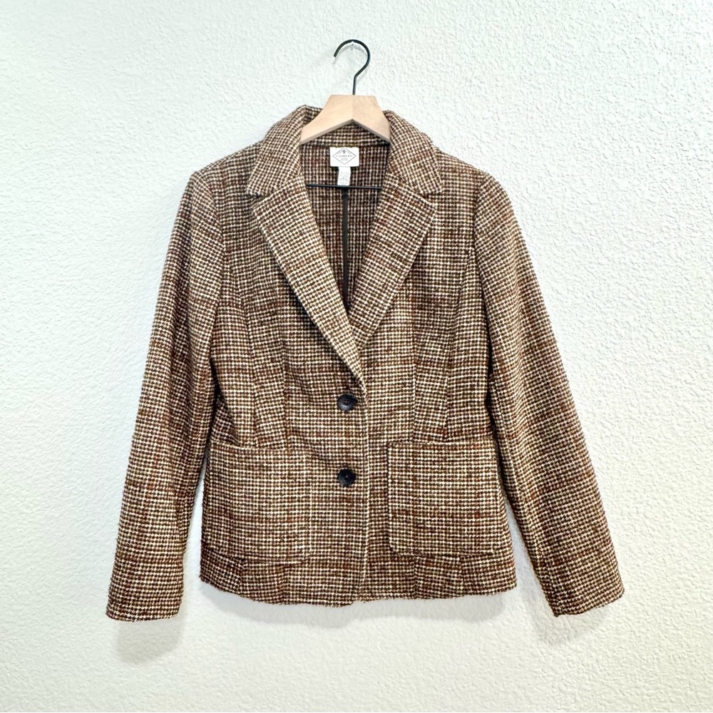 St. John's Bay Brown Houndtooth Wool Blend Jacket women’s Small
